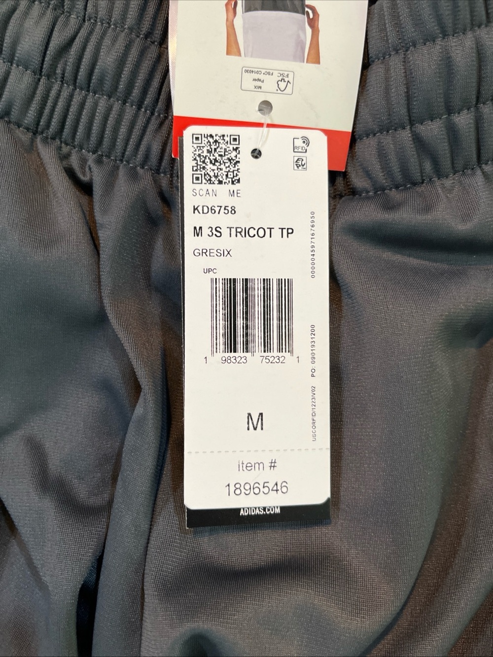 Mens Medium Adidas 3 Stripe Tricot Track Jacket And Pant Gray White Set Suit New - Picture 16 of 16